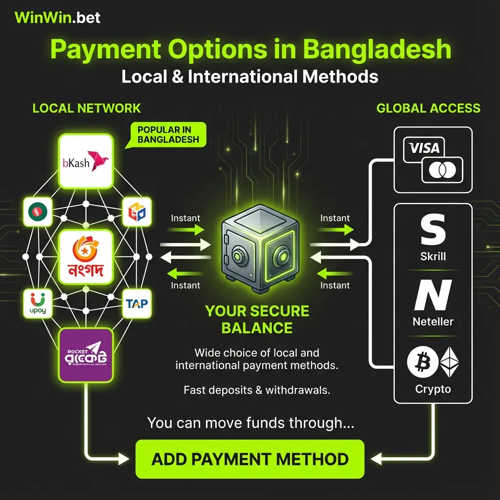 ayment options for deposit and withdrawal on WinWin Bangladesh
