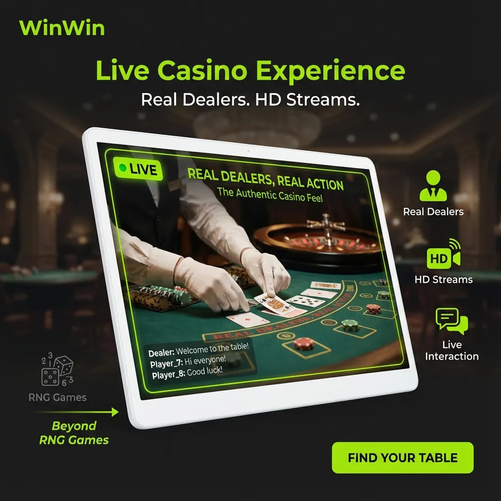 Live Casino Experience on WinWin with real dealers on HD streams
