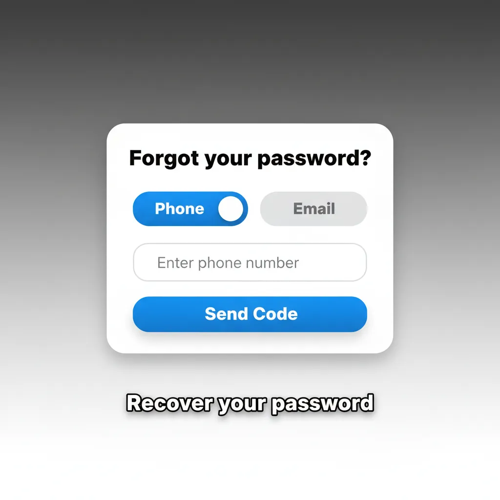 Recover your password: use Forgot password, reset via email/SMS, enter code, set new password, enable 2FA